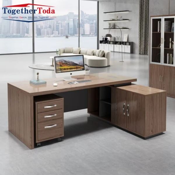Side Extension Executive Desk With Pull Out File Drawers