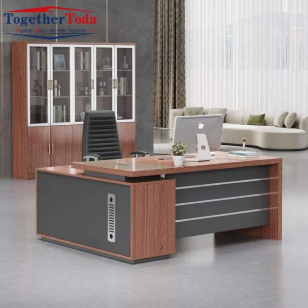 Spacious Manager Executive Desk With Multi Layer File Drawers