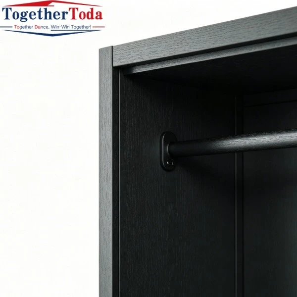 Hotel Style Wardrobe Interior Hanging Rod & Craftsmanship Close-up