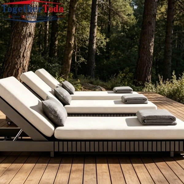 Modern Patio Lounger Forest Wooden Deck Display
