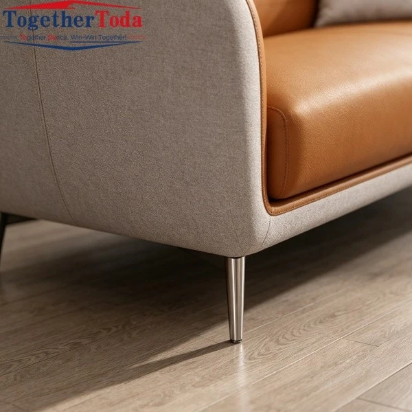Modern Reclining Sofa Sectional Side Profile & Metal Leg Detail