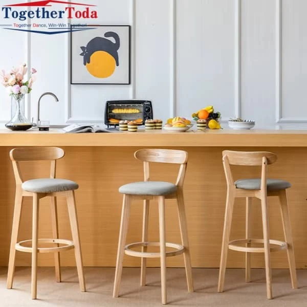 Natural Wood Counter Stools With Backs