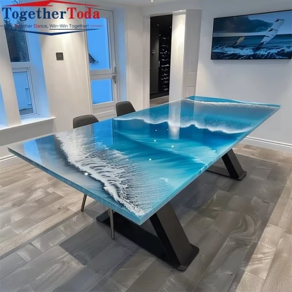 Resin and Wood Dining Table
