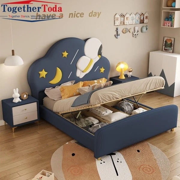 Small Double Bed Platform Astronaut Themed  Kids Bed