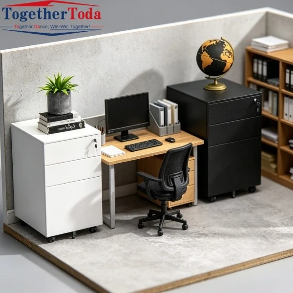 Small Metal Lockable Cabinet Office Scene