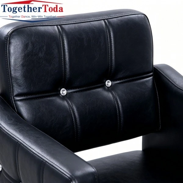 Wide Salon Chairs Backrest Tufting & Crystal Button Detail
