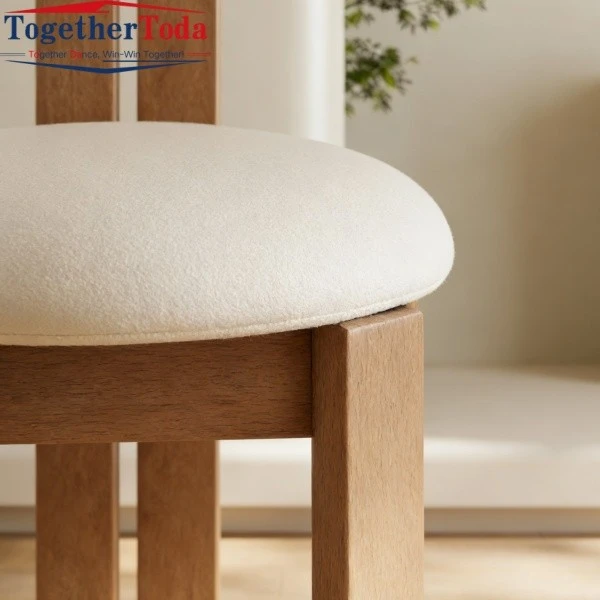 Wood Fabric Dining Chairs Solid Wood Leg Structure