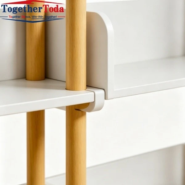Wooden Bookshelf for Living Room Close-up of Joint Structure