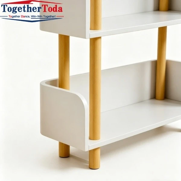 Wooden Bookshelf for Living Room Foot Design